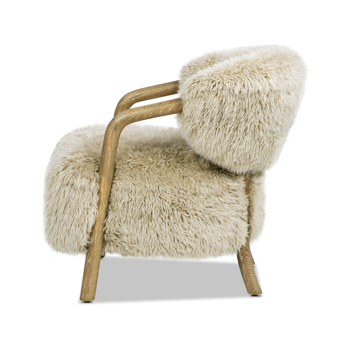 Becker - Rustic Oak Sheepskin Upholstered Accent Arm Chair - Taupe Beige by Couch.com