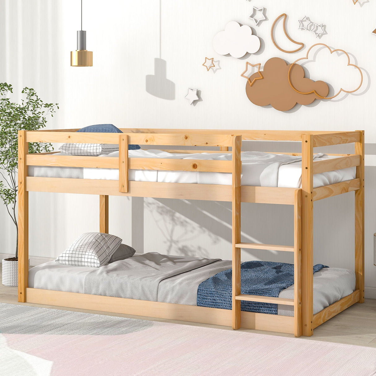 Twin Over Twin Floor Bunk Bed by Couch.com