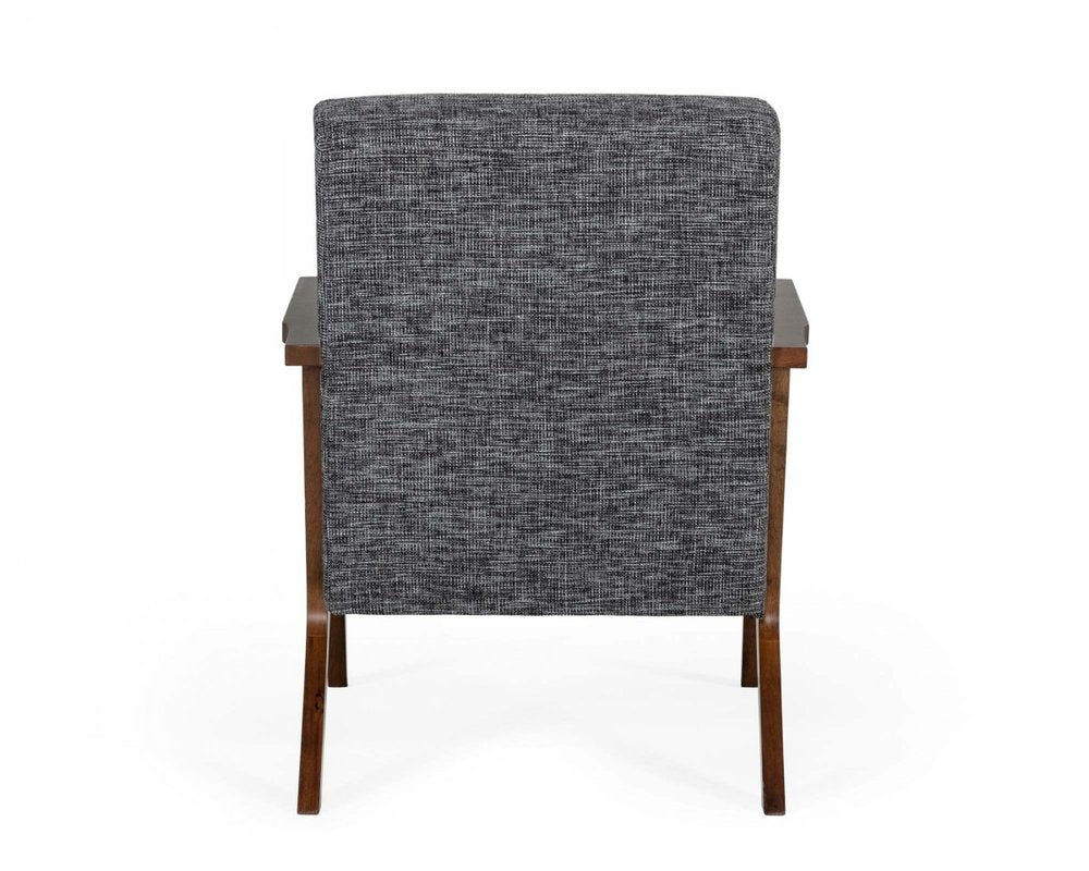 24" Gray And Brown Upholstered Arm Chair