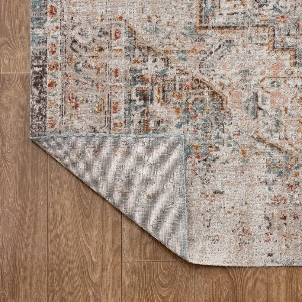 5' X 8' Beige Abstract Stain Resistant Indoor Outdoor Area Rug