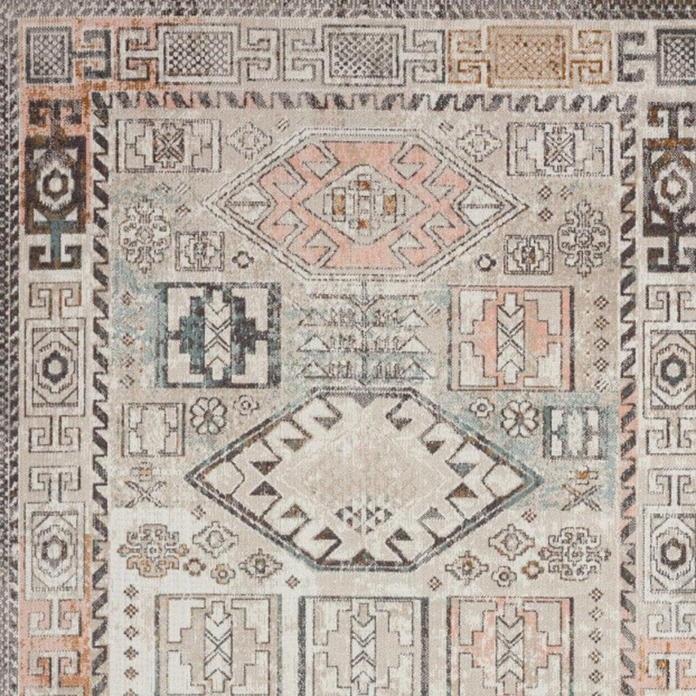 5' X 8' Cream Indoor Outdoor Area Rug