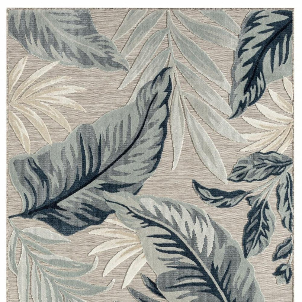 5' X 7' Blue And Gray Indoor Outdoor Area Rug