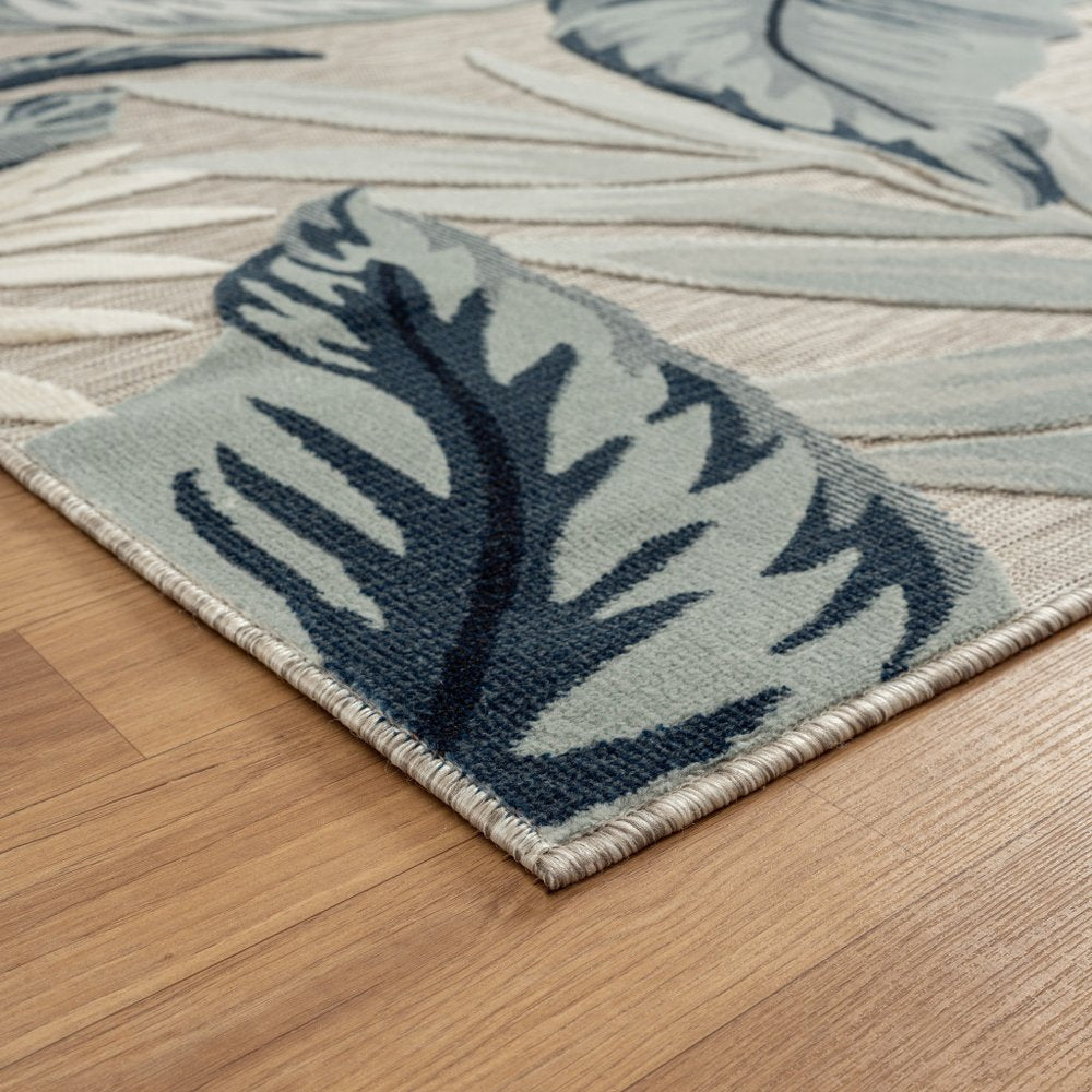 5' X 7' Blue And Gray Indoor Outdoor Area Rug