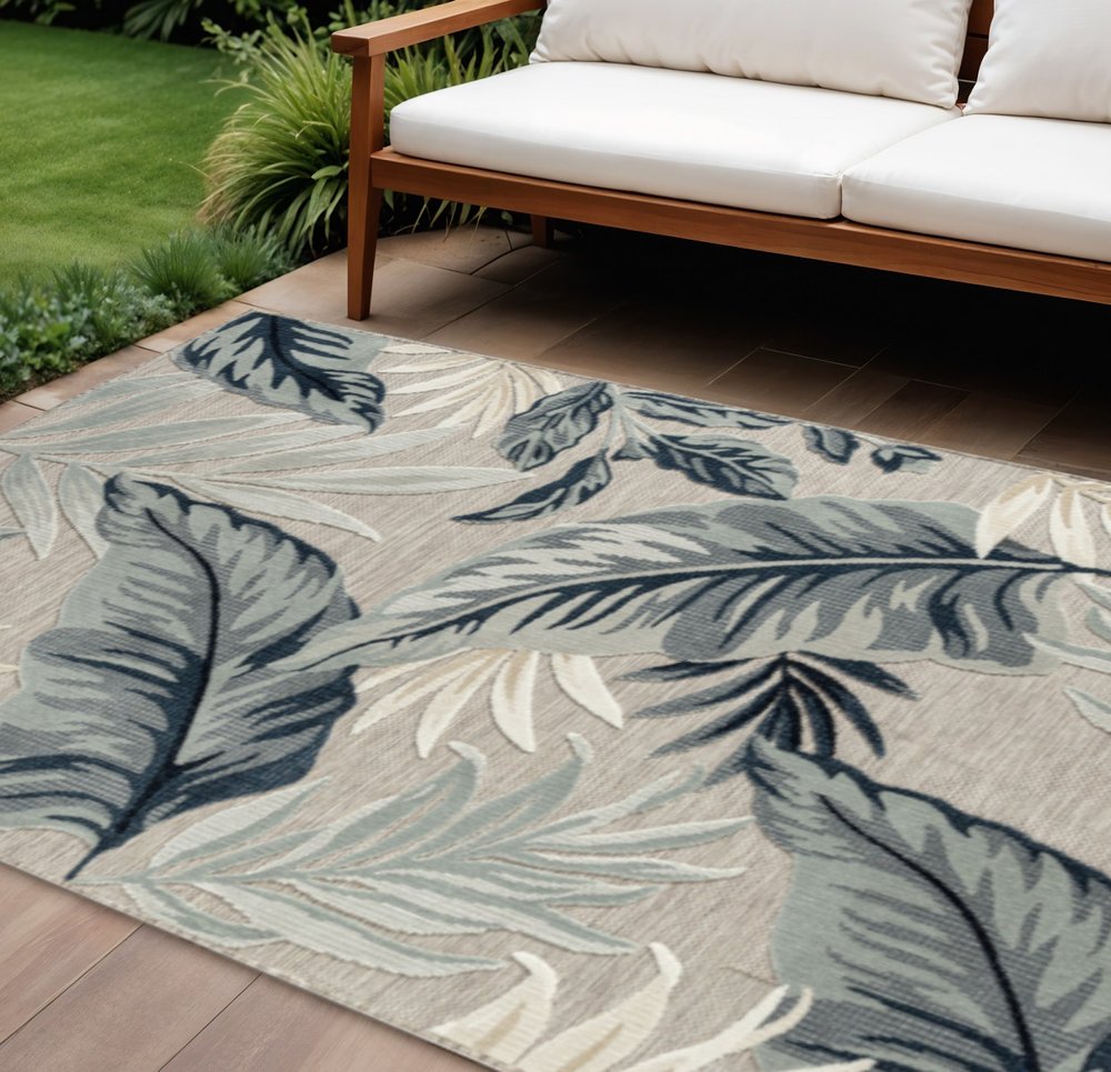8' X 10' Blue And Gray Indoor Outdoor Area Rug