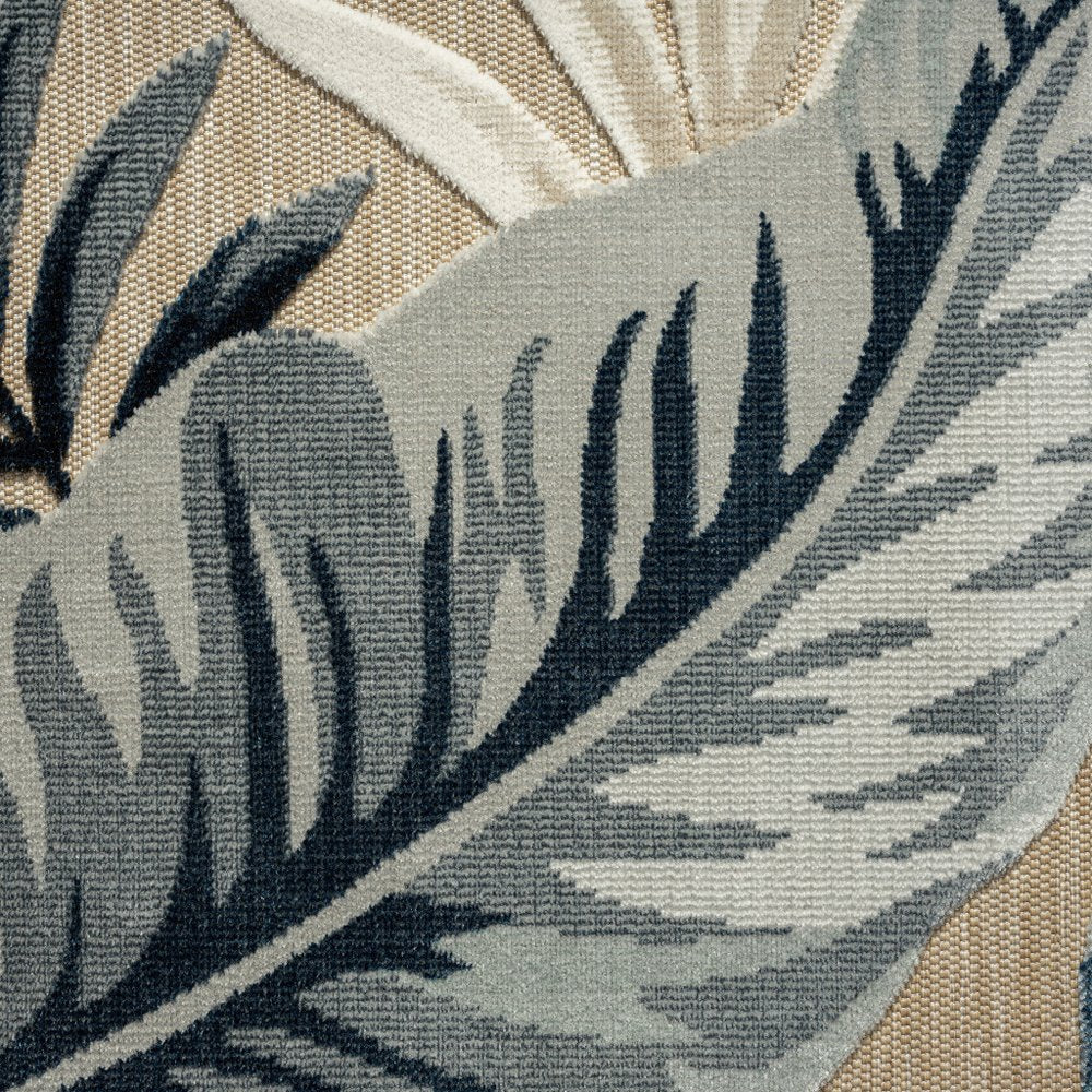 5' X 7' Blue And Beige Indoor Outdoor Area Rug