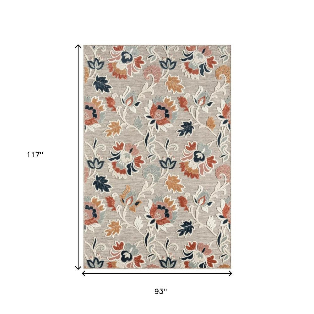 8' X 10' Blue And Gray Indoor Outdoor Area Rug
