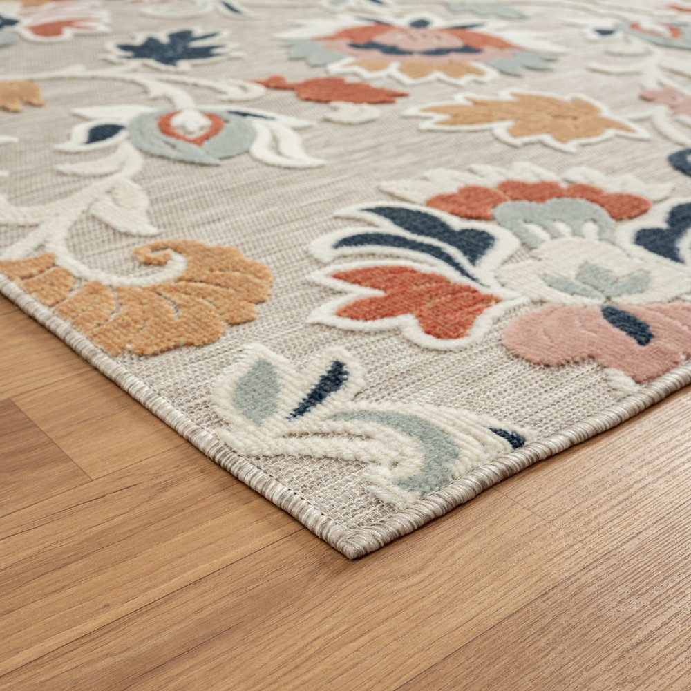 8' X 10' Blue And Gray Indoor Outdoor Area Rug