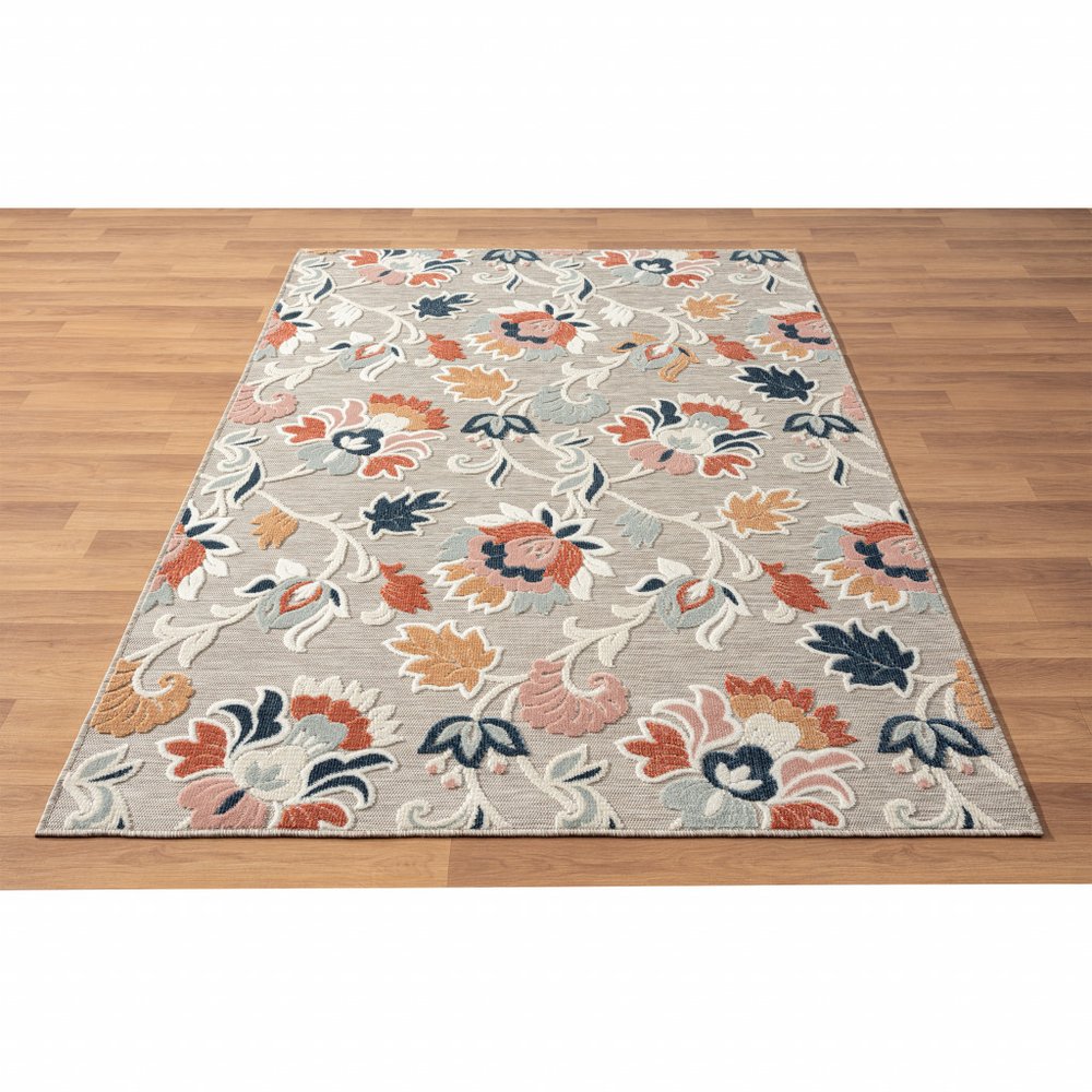 8' X 10' Blue And Gray Indoor Outdoor Area Rug