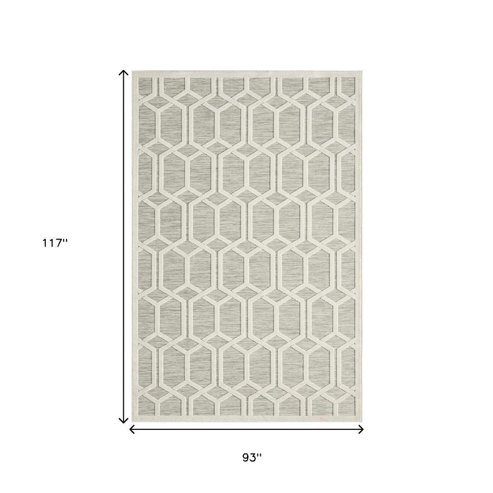 8' X 10' Gray And Ivory Indoor Outdoor Area Rug