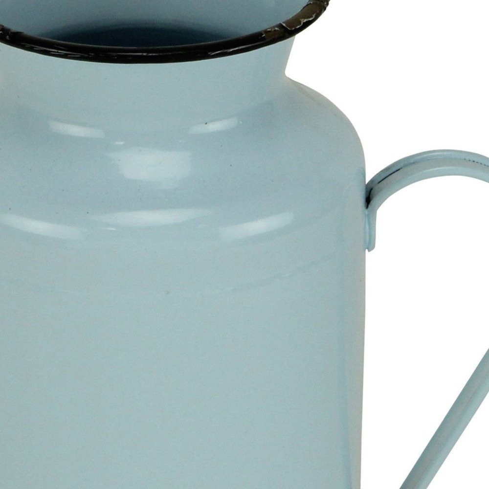10" Blue and Black Metal Jug Vase