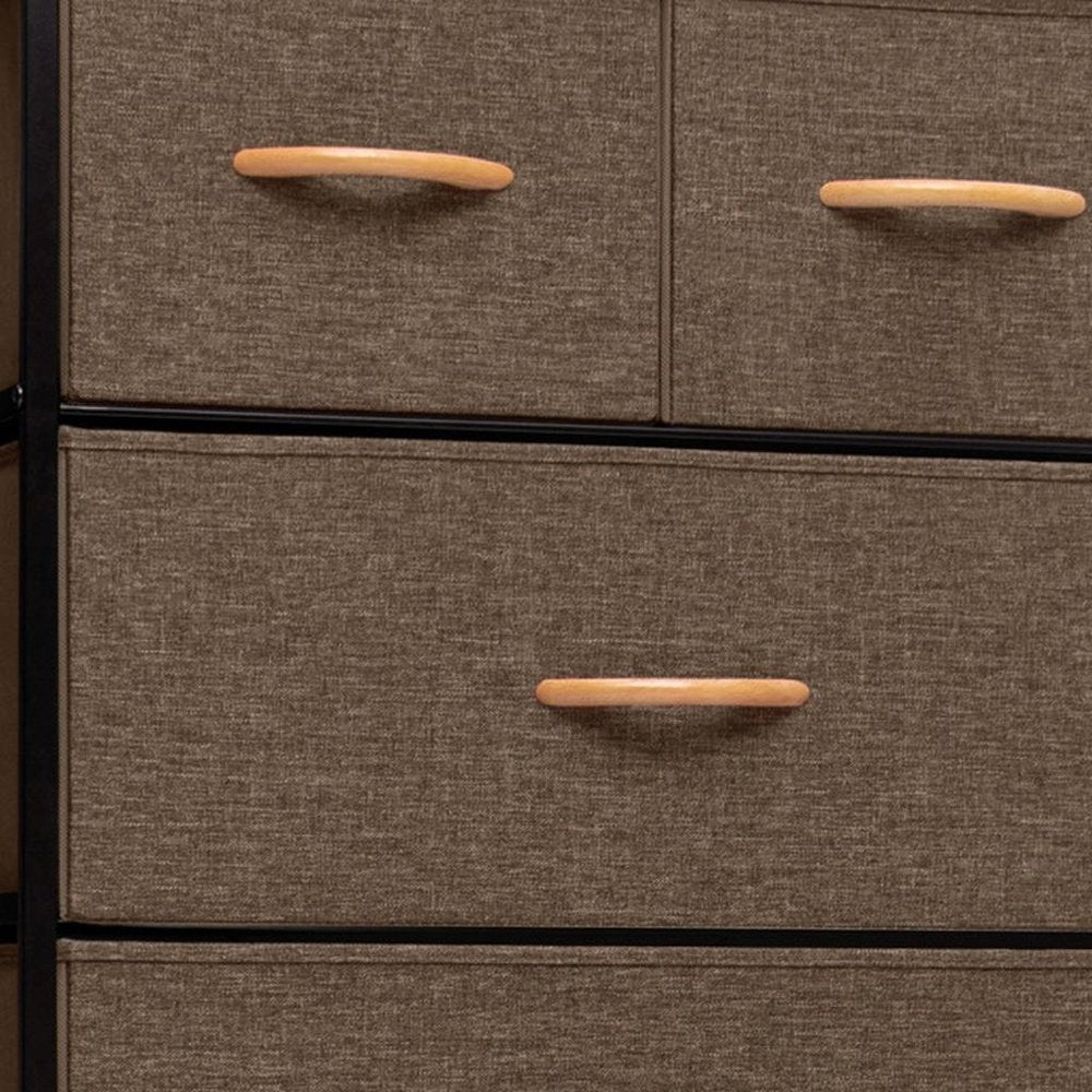 23" Brown Steel and Fabric Six Drawer Combo Dresser