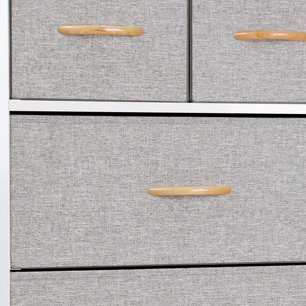 23" Gray and White Steel and Fabric Six Drawer Chest