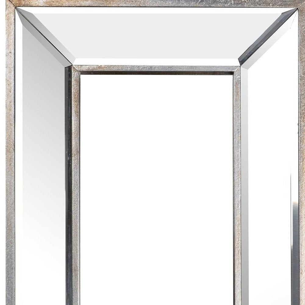 18" Silver Beveled Glass Framed Accent Mirror