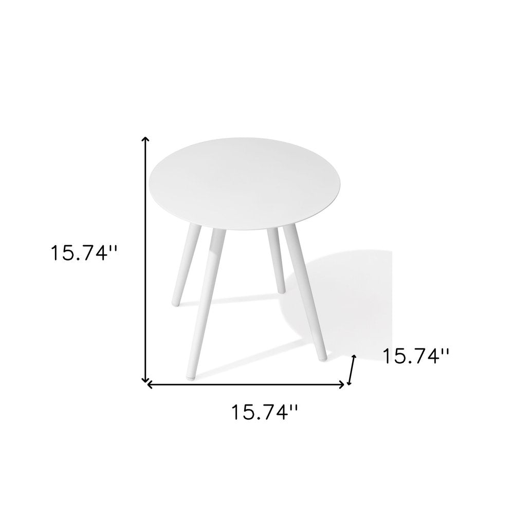 16" White Rounded Metal Outdoor Side Table