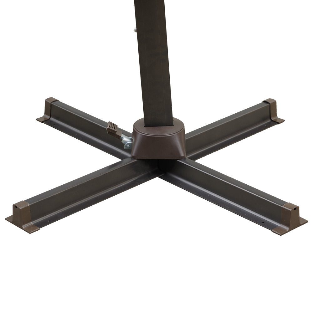 10' Black Polyester Square Tilt Cantilever Patio Umbrella with Stand