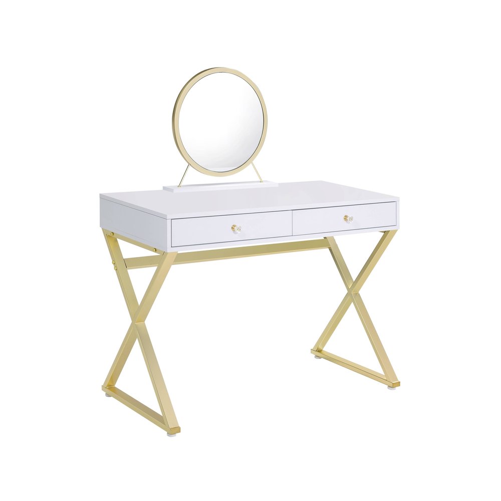 42" Mirrored Vanity Table with Mirror