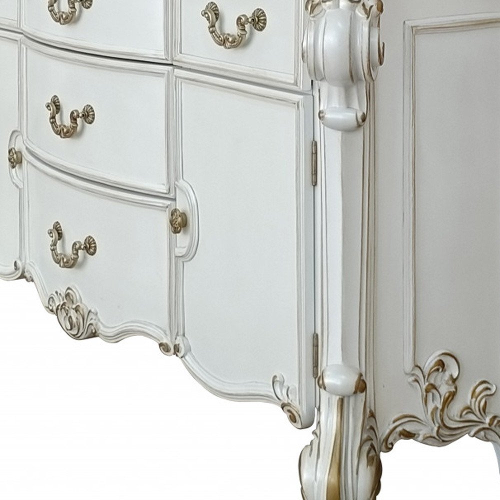 38" Pearl Wood Two Door Five Drawer Combo Dresser