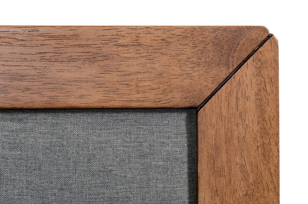 Gray and Brown Wood And Linen California King Bed Frame