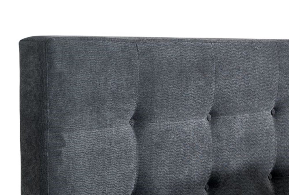 Gray and Brown Wood And Tufted Polyester King Bed Frame