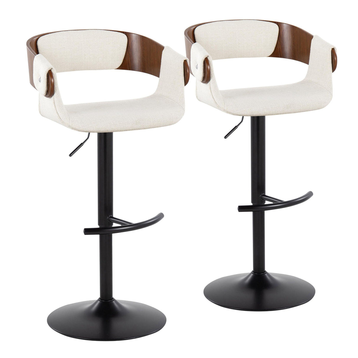 Elisa - Mid Century Modern Adjustable Barstool With Swivel & Rounded T Footrest (Set of 2) by Couch.com