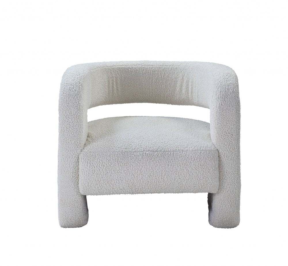 32" White Sherpa Barrel Chair