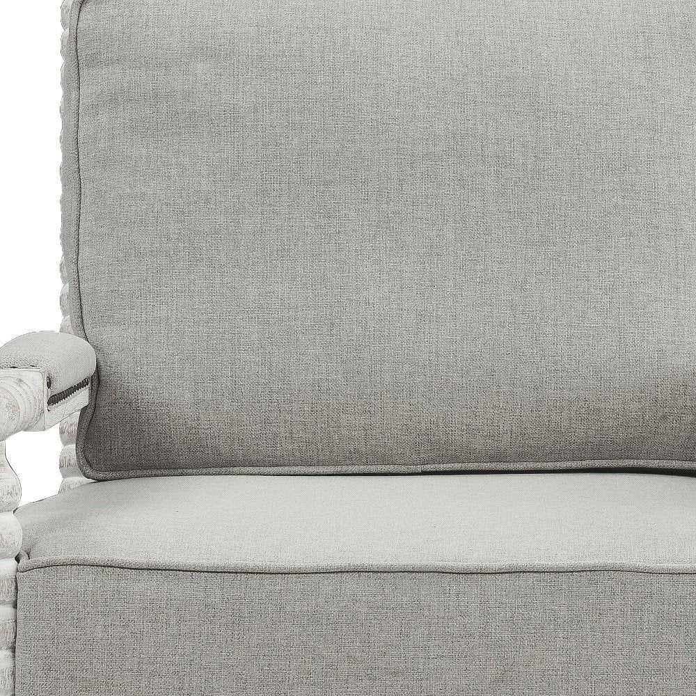 35" Gray and White Linen Club Chair