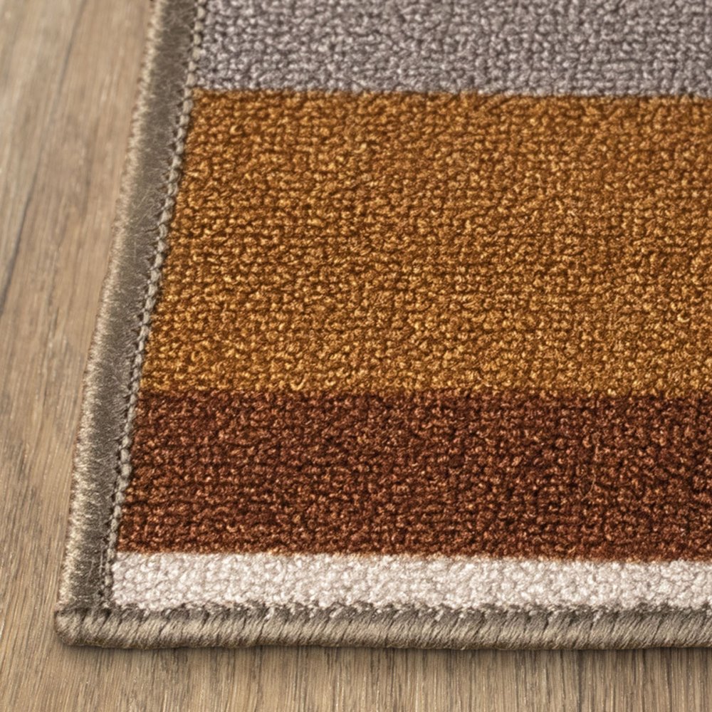 5' X 8' Gray Orange And Red Striped Washable Indoor Outdoor Area Rug
