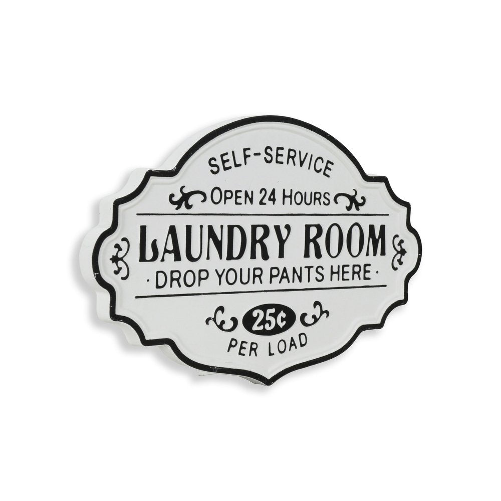 15" X 22" Black and White Laundry Room Metal Wall Decor