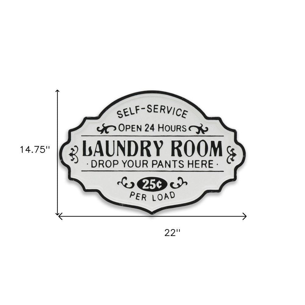 15" X 22" Black and White Laundry Room Metal Wall Decor
