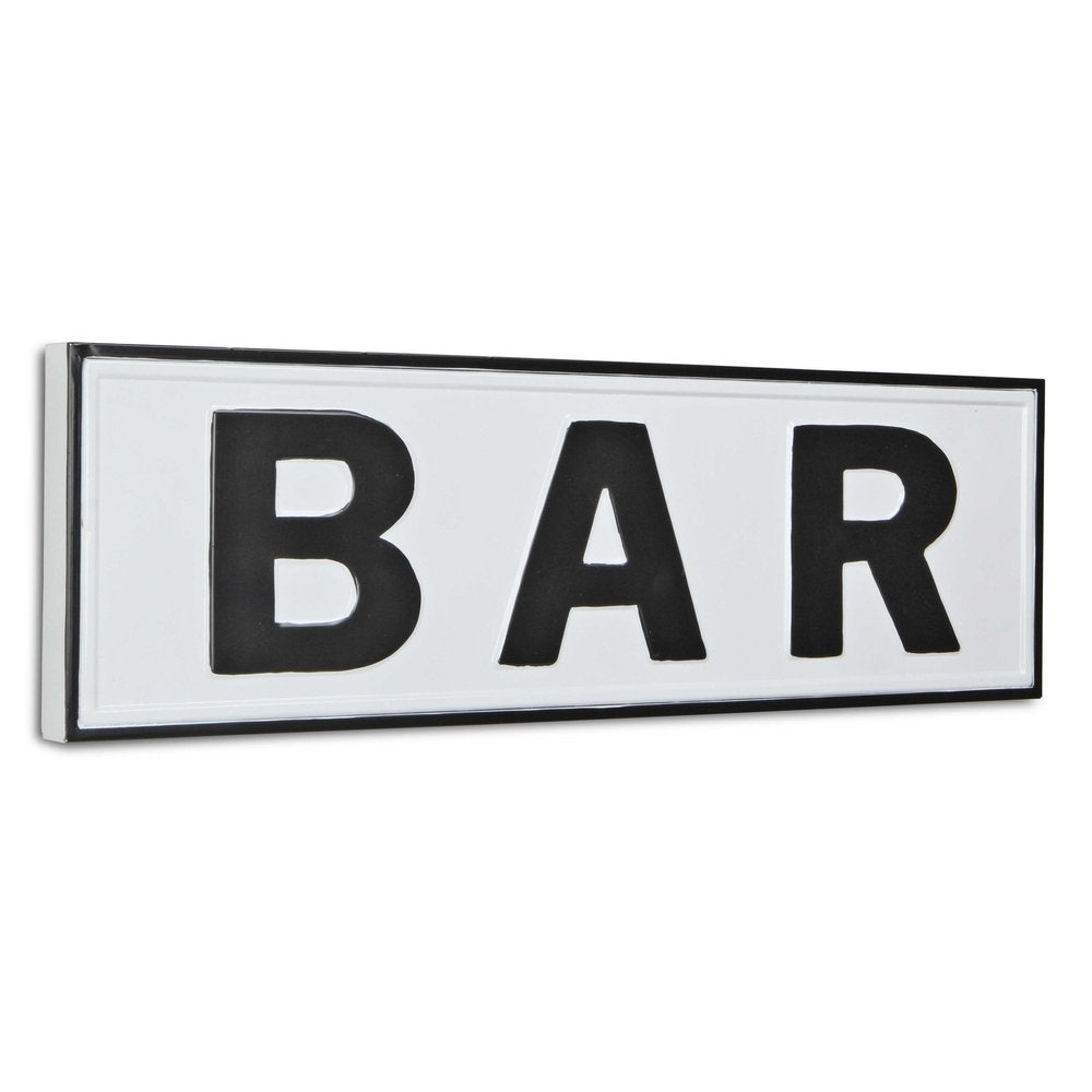 8" X 25" White and Black Handcrafted Bar Metal Wall Decor
