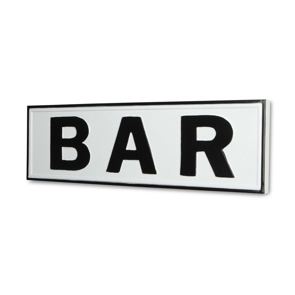 8" X 25" White and Black Handcrafted Bar Metal Wall Decor