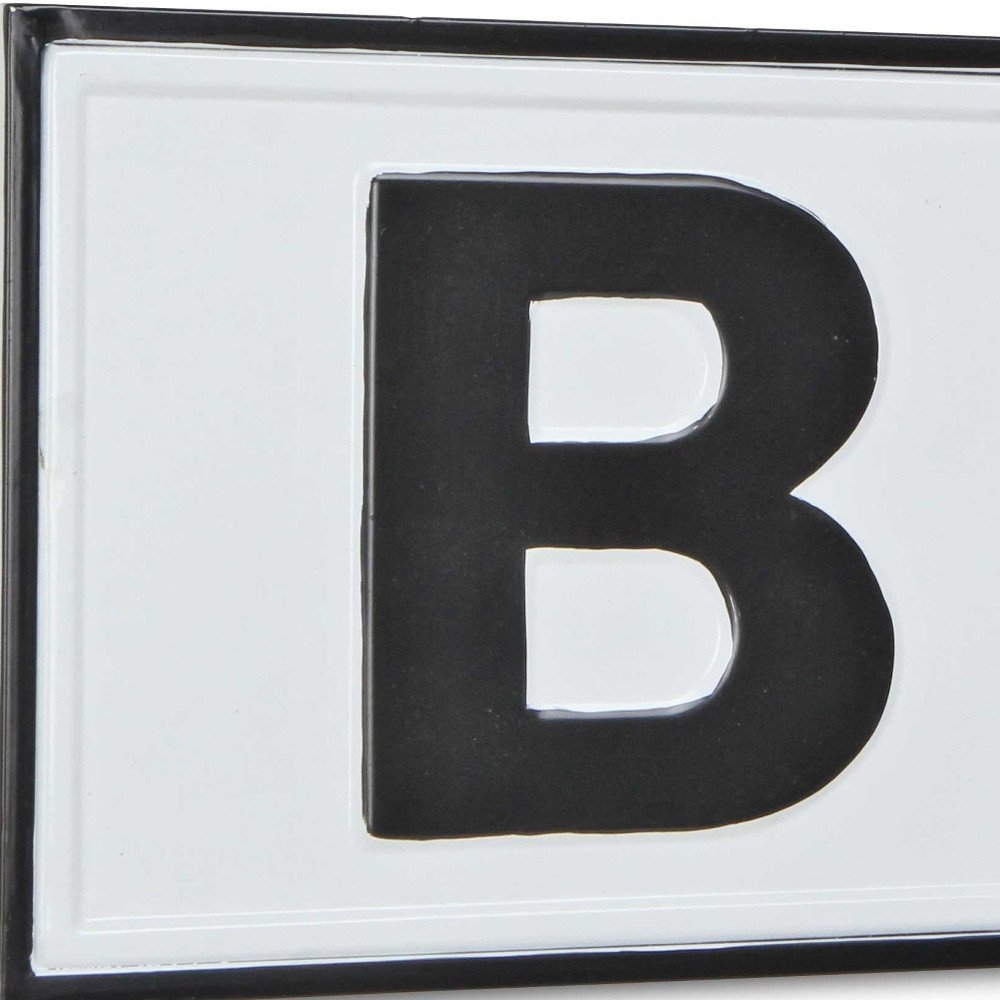 8" X 25" White and Black Handcrafted Bar Metal Wall Decor