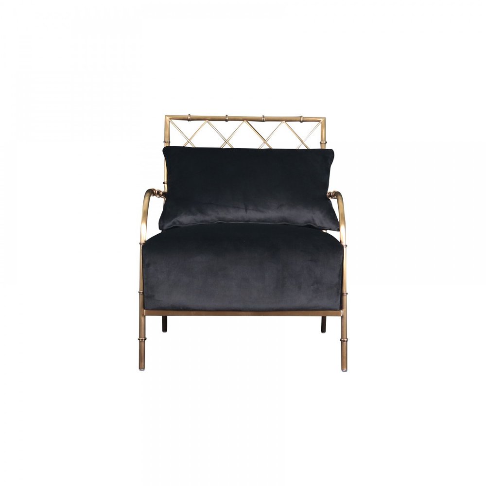 25" Black And Gold Velvet Arm Chair