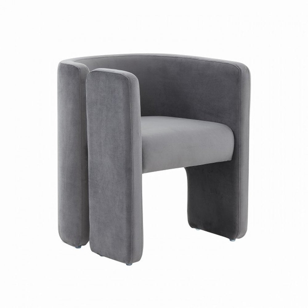 24" Gray Velvet Arm Chair
