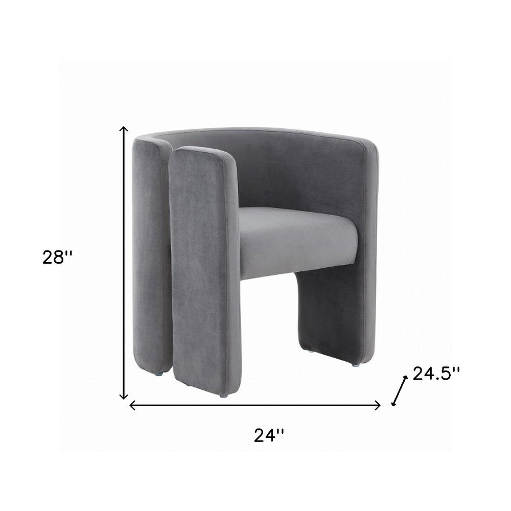 24" Gray Velvet Arm Chair