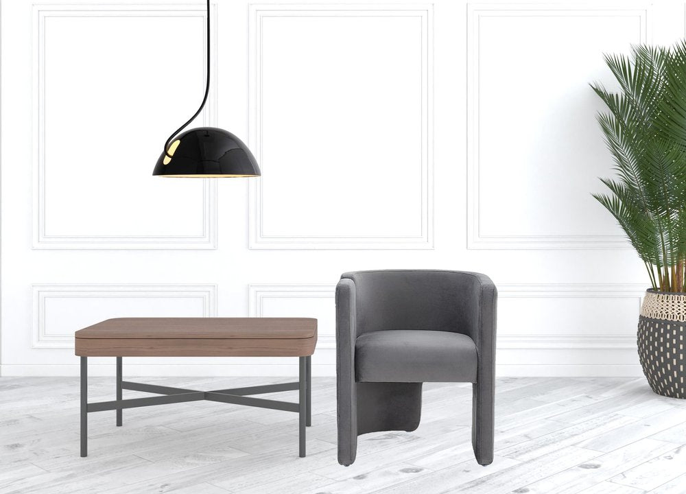 24" Gray Velvet Arm Chair