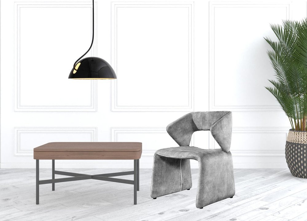 25" Light Gray Velvet Side Chair