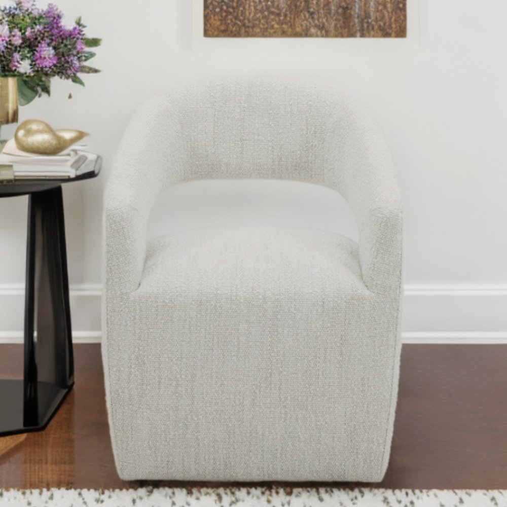 26" Cream Fabric Arm Chair