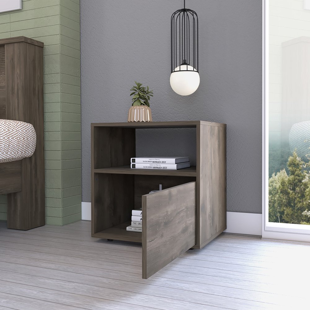 20" Dark Brown Wood Nightstand