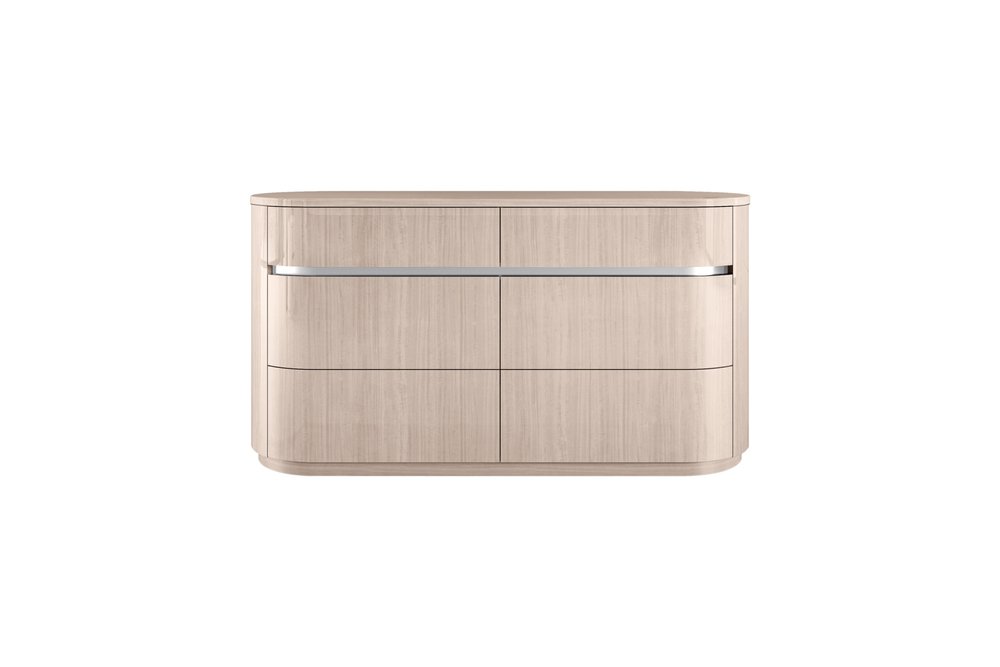 64" Beige Wood Six Drawer Double Dresser