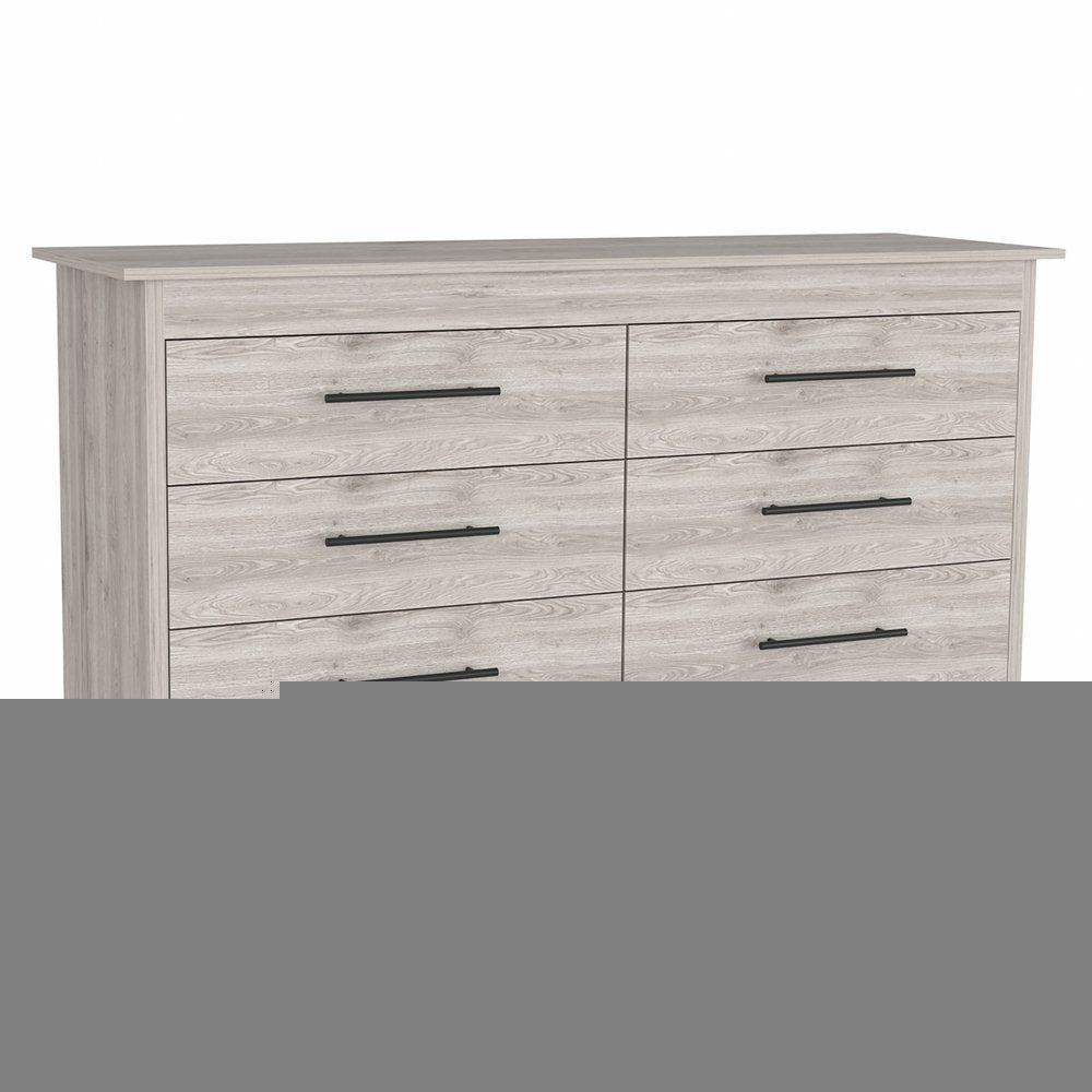 32" Light Gray Six Drawer Double Dresser