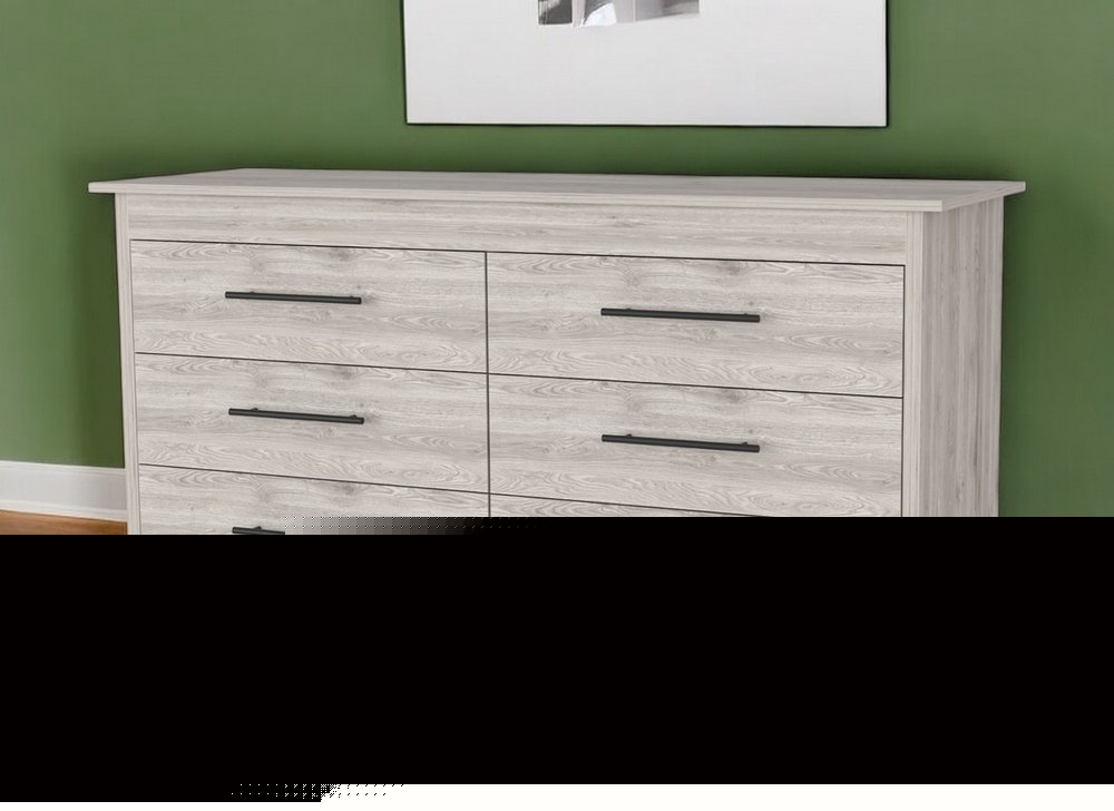 32" Light Gray Six Drawer Double Dresser