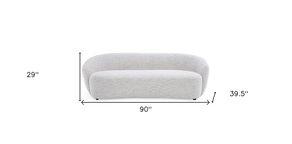90" Off White Fabric Sofa With Black Legs