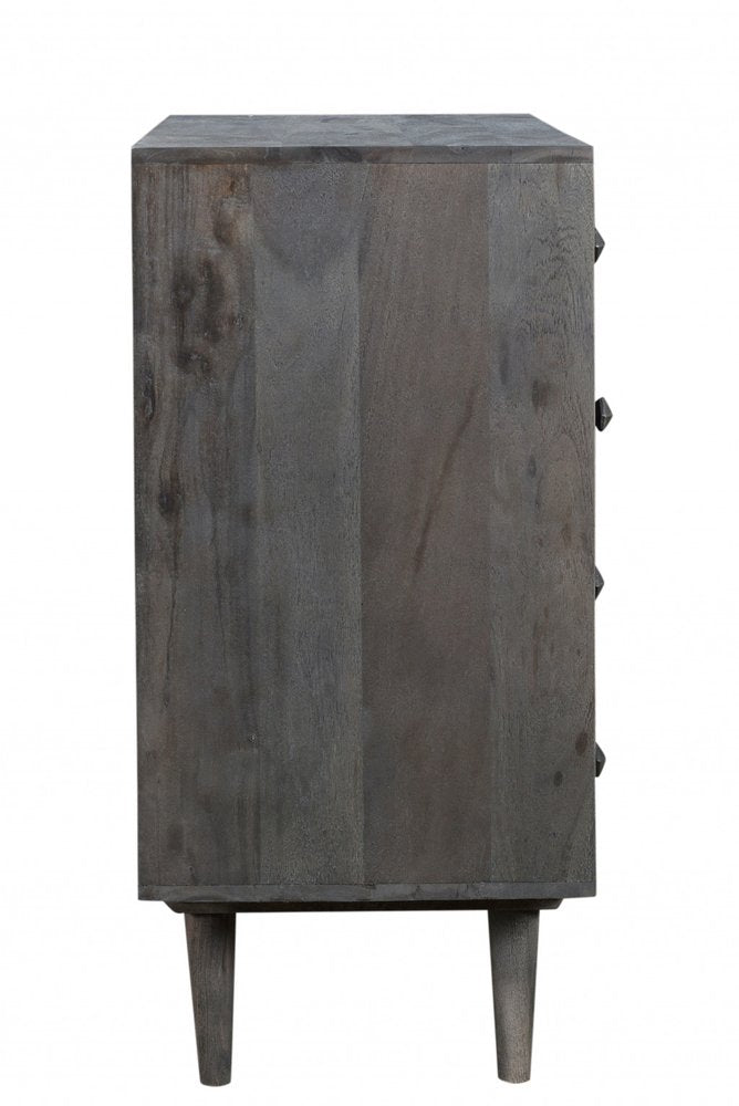 27" Gray Solid Wood Four Drawer Dresser