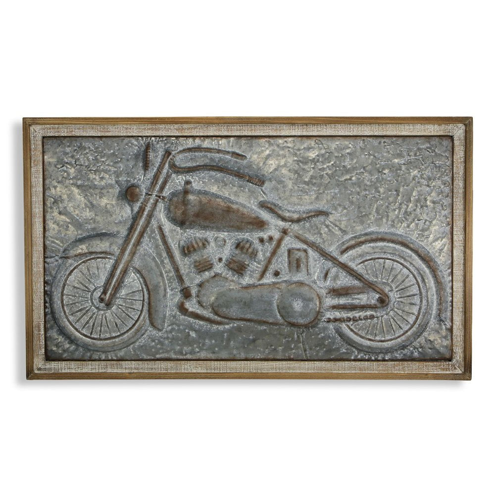 23" X 39" Gray and Brown Wood and Metal Wall Decor