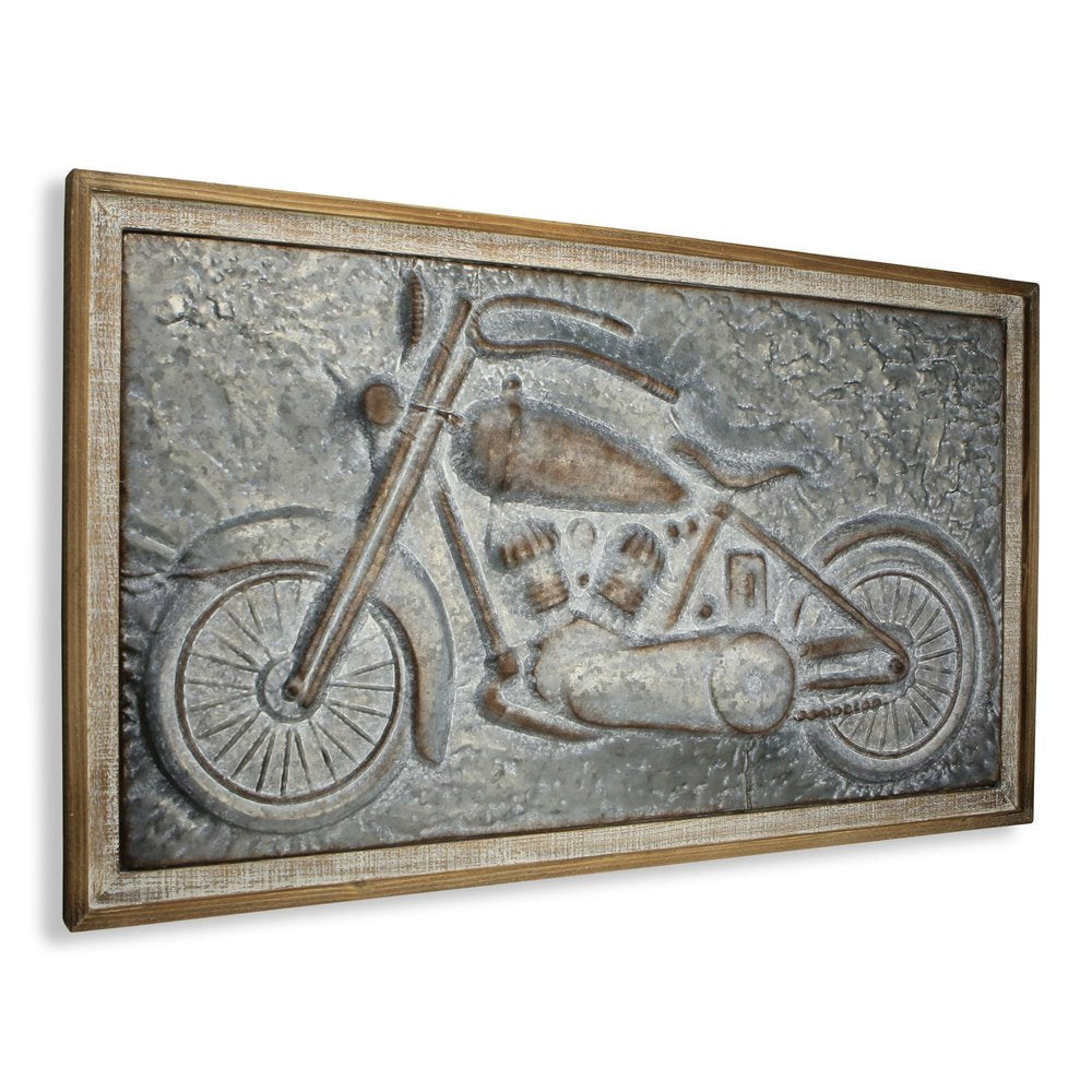 23" X 39" Gray and Brown Wood and Metal Wall Decor