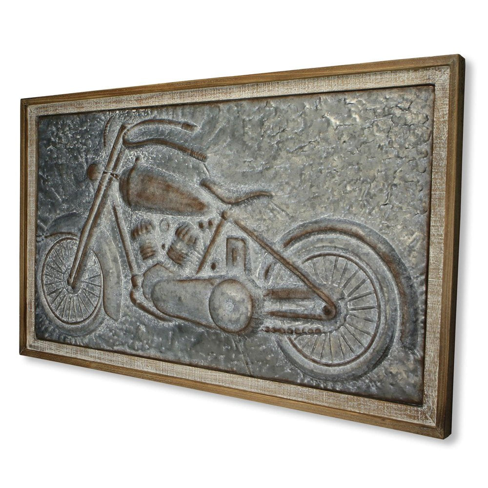 23" X 39" Gray and Brown Wood and Metal Wall Decor