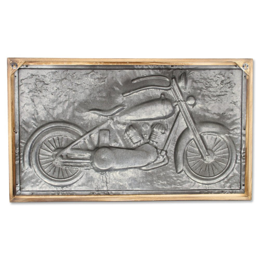 23" X 39" Gray and Brown Wood and Metal Wall Decor