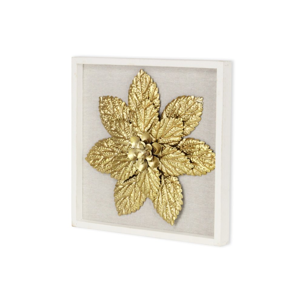 12" X 13" Gold Flower Wood and Metal Wall Decor