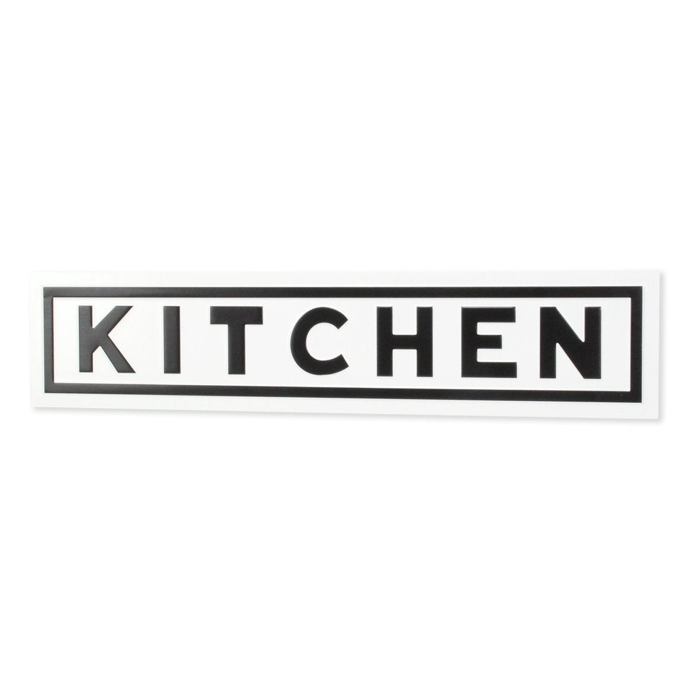 8" X 37" White and Black Kitchen Metal Wall Decor